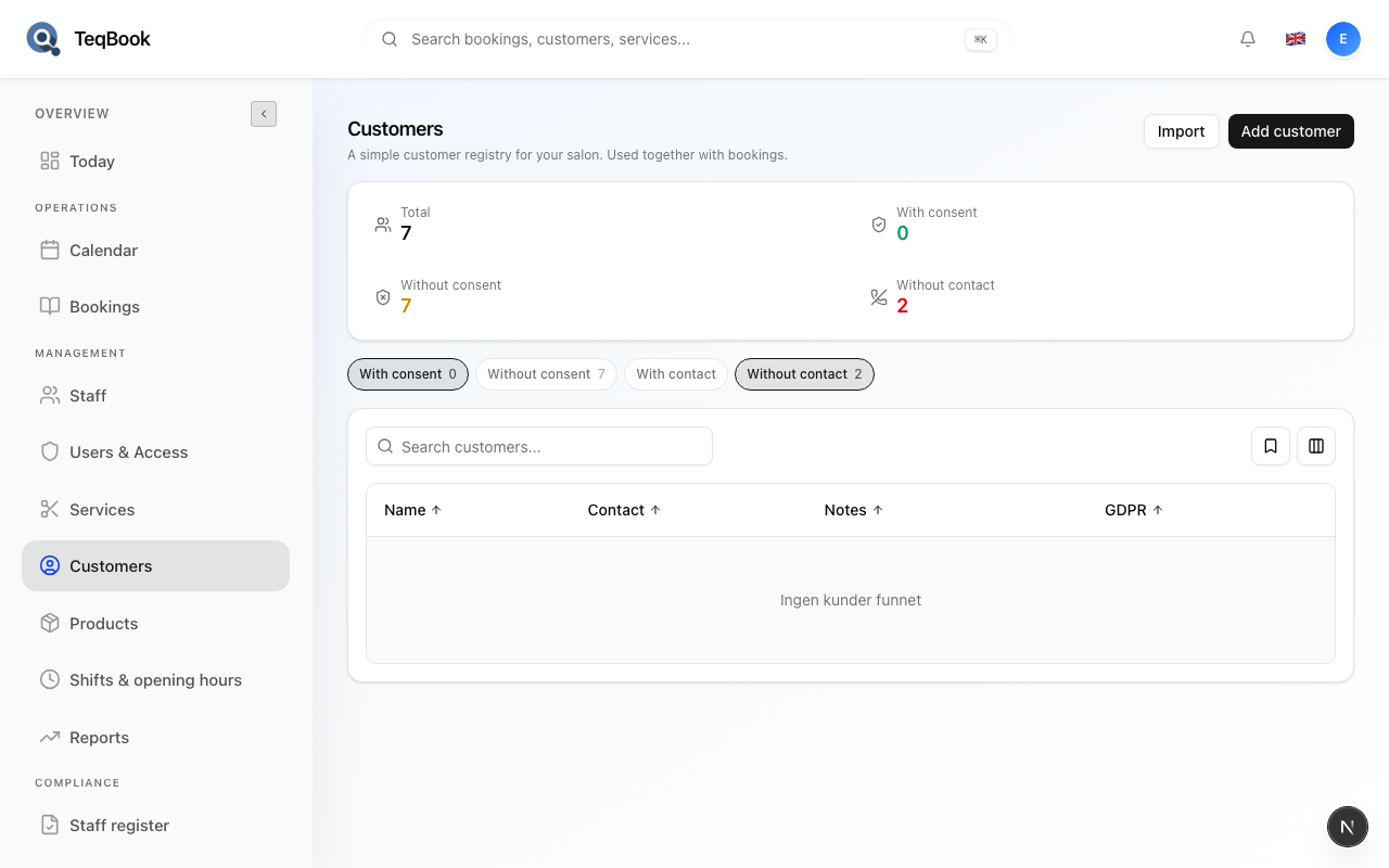 Customer profile with next actions